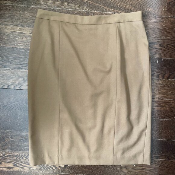 Classic Pink Tartan Beige Tan Pencil Skirt Wool Blend-Sz. 10 - Picture 1 of 5